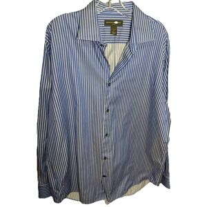 Banana Republic Mens XL Striped Button Down Shirt Blue White Long Sleeve Cotton